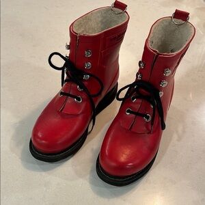 Isle Jacobsen Womens Short Rain Boots Red 36 Lace Up Cotton Lining Sustainable